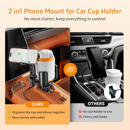 Phone Holders for Your Car, 2 in 1 Cup Holder Phone Mount with Expander