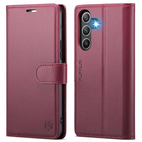 FLIPALM Wallet Case for Samsung Galaxy A15 5G, Red | Card Holder, RFID Blocking, PU Leather Folio Flip, Kickstand, Protective Shockproof Cover - color: Red