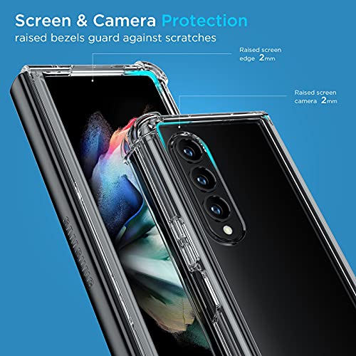 MAKAVO for Samsung Galaxy Z Fold 3 5G Case [Enhanced Corner Protection] Non-Yellowing Crystal Soft TPU Bumper Shockproof Hard Clear Back Cover 2021