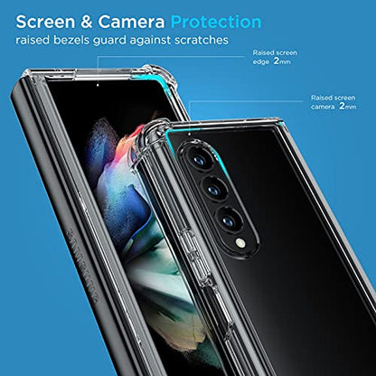 MAKAVO for Samsung Galaxy Z Fold 3 5G Case [Enhanced Corner Protection] Non-Yellowing Crystal Soft TPU Bumper Shockproof Hard Clear Back Cover 2021