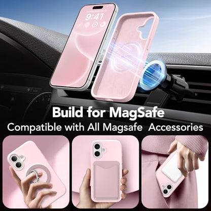GONEZ Magnetic for iPhone 16 Case, Silicone Cover Chalk Pink - color: A-Chalk Pink, size: Iphone 16