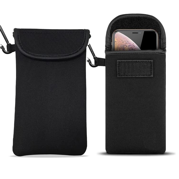 Universal Neoprene Cell Phone Sleeve Shock Proof Pouch Carabiner Hook Case for iPhone 17 Pro Max iPhone Air 16 15 14 13 12 11 Pro Max Google Pixel 10 9 8 7 6 Pro Moto G 5G Moto G Play 2024