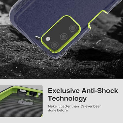 for Samsung Galaxy A03S Case, Heavy Duty Protective Case with [3 in 1] Rugged Rubber Shockproof Protection Cover for Galaxy A03S(Dark Blue/Green) - color: Dark blue/Green