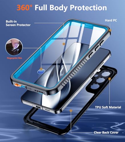 Designed for Samsung Galaxy S25 Case Waterproof, Built-in Lens & Screen Protector Military Shockproof Dropproof IP68 Underwater Full Body Phone Case for Galaxy S25 5G 6.2"-LightBlue (2025) - color: LightBlue/Clear