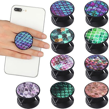 Honoson 9 Pcs Cell Phone Grip Holder Collapsible Holder, Mermaid 3 - color: Mermaid Style