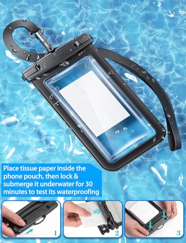 Famoby 4 Pack IP68 Waterproof Phone Pouch (2 Pack Floating and 2 Pack Sinking Waterproof Phone Pouch) Adjustable Neck Lanyard Dry Bag for Apple iPhone,Samsung,and up to 8.5" Black,White - color: Multicolor,H,White,Black,Floating,Sinking