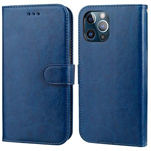 Bocasal Detachable Wallet Case Card Holder for iPhone 13 Pro, Blue - color: Blue