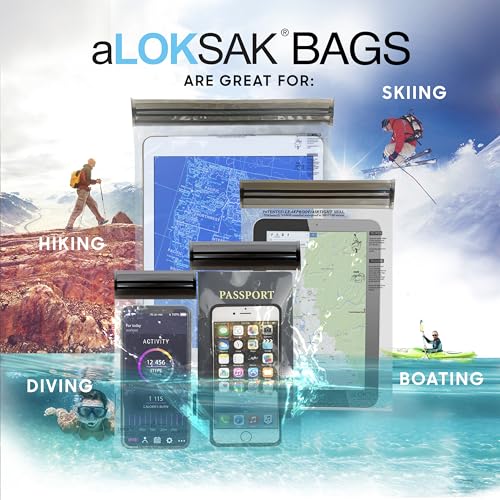 LOKSAK - aLOKSAK Waterproof Cellphone Dry Bags - Airtight Underwater Phone Pouch - Touch Screen Compatible - Diving Certified - size: 9 x 6 inch - 2 Pack