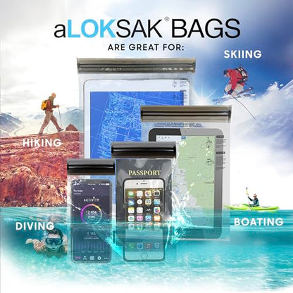 LOKSAK - aLOKSAK Waterproof Cellphone Dry Bags - Airtight Underwater Phone Pouch - Touch Screen Compatible - Diving Certified - size: 9 x 6 inch - 2 Pack
