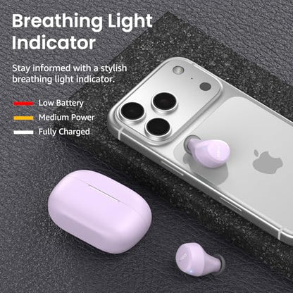 TOZO A1 Wireless Earbuds Bluetooth 5.3 Light Weight in Ear Headphones - color: Light Purple