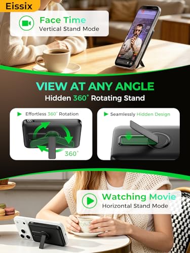 Portable Charger 12000mAh, Foldable Stand, for Magsafe Power Bank | Flight-Safe, 22.5W Fast USB-C & Magnetic Wireless, Power 3 Devices, LED Display, for iPhone 17/16/15/14/13/12, Travel/Cruises