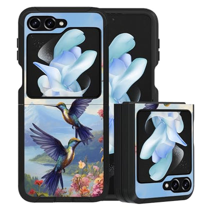 for Samsung Galaxy Z Flip 5 Case, Heavy Duty Dual Layer Hybrid Military Grade Shockproof Drop Folding Protective Cover for Samsung Galaxy Z Flip 5 5G 2023, Hummingbird - color: Hummingbird