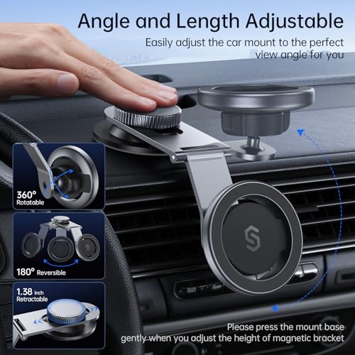 SYNCWIRE MagSafe Car Mount for Dashboard,Foldable Aluminum Arm,Space Gray - color: Space Gray