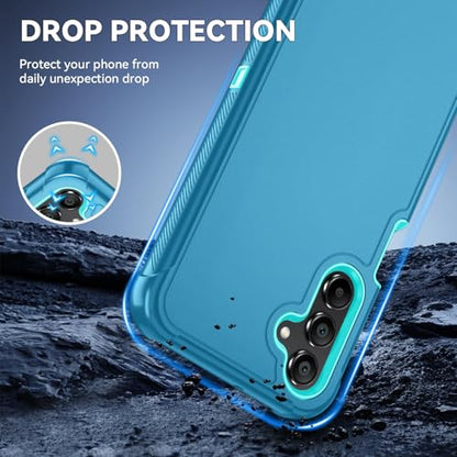 for Samsung Galaxy A16 5G Case : 3-Layer Shockproof Phone Cover with HD Screen Protector,Hybrid Protective Military-Grade Protection for Galaxy A16 5G Phone Case (Bluish Blue/Green) - color: Bluish Blue/Green