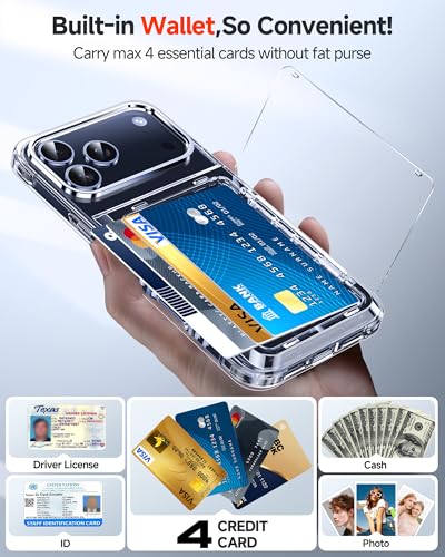 LeYi for iPhone 17-Pro-Max Case Wallet with Card Holder Women Men Clear | i Phone 17 Promax Funda para Credit Cards Slot Phone17 17pro Maxcase Walli Shockproof iohone 17promax Purse - color: Clear, size: iPhone 17 Pro Max 6.9''