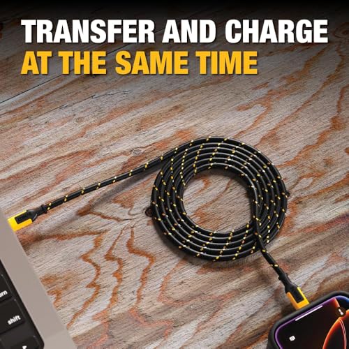 DEWALT Heavy Duty USB C Cable, Jobsite 60 Watt USB C Cable 10ft - size: 10 feet