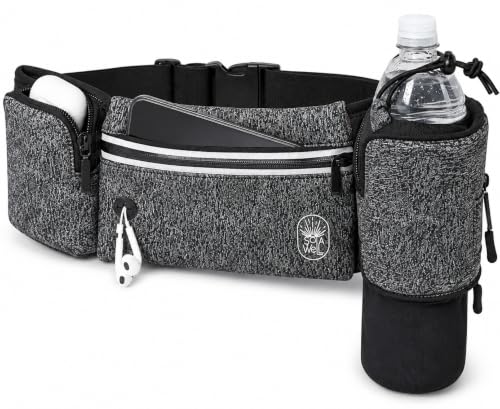 Running Belt with Water Bottle Holder Waist Bag Extender Grey - color: Grey