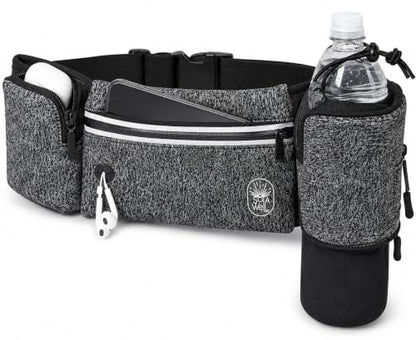 Running Belt with Water Bottle Holder Waist Bag Extender Grey - color: Grey