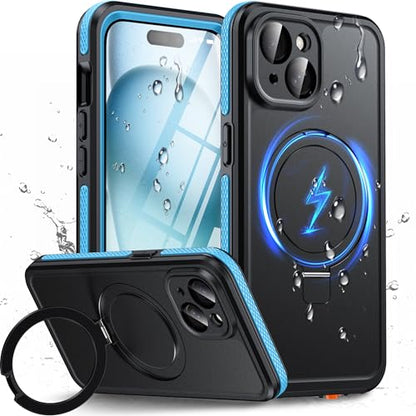 Oterkin Magnetic Stand for iPhone 15 Case Waterproof IP68, Blue - color: Blue, size: iPhone 15 6.1''