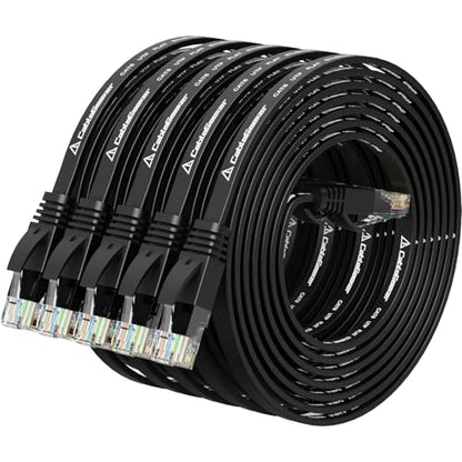 CableGeeker Cat 6 Flat Ethernet Cable 5ft 5Pack, 10Gbps, Black - color: Black-Flat, size: 5ft