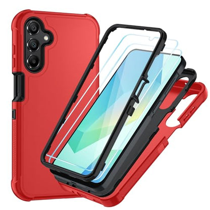 for Samsung Galaxy A16 5G Case : 3-Layer Shockproof Phone Cover with HD Screen Protector,Hybrid Protective Military-Grade Drop Protection for Galaxy A16 5G Phone Case (Bright Red/Black) - color: Bright Red/Black