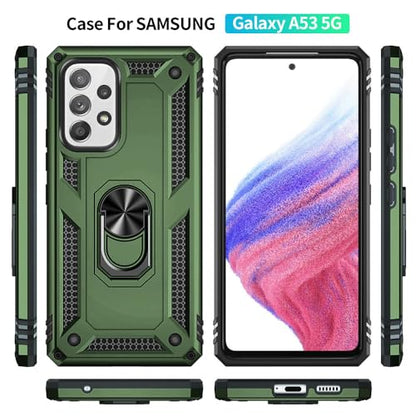 for Samsung A53 5G Case, Galaxy A53 5G Case with HD Screen Protector, [Military Grade 16ft. Drop Tested] Ring Shockproof Protective Phone Case for Samsung Galaxy A53 5G,ArmyGreen - color: Samsung Galaxy A53 5G Case Armygreen