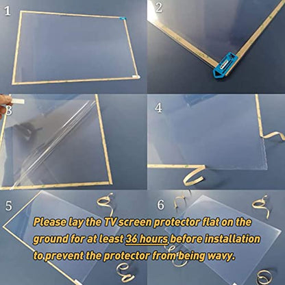 Anti-Glare Film for TV 55 Inch Anti-Blue Light Film Anti Glare TV Screen Protector Indoor Outdoor TV Glare Screen Frosted Film Anti-Reflection Rate Up To 90%