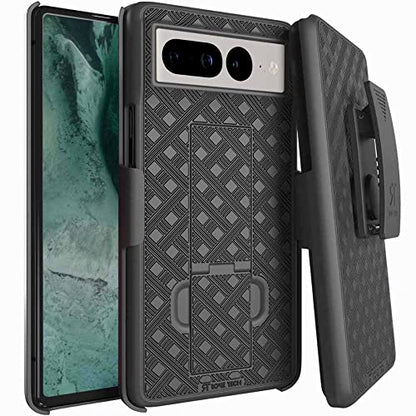 Designed for Google Pixel 7 Pro Case with Belt Clip Holster | Rugged Holster & Protective Phone Case Combo with Anti-Slip Texture - Black - size: Pixel 7 Pro