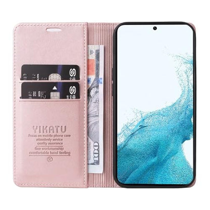 Compatible with Samsung Galaxy S23 Wallet Case PU Leather Flip Folio Case with Card Holder Magnetic Closure Shockproof Protective Phone Cover Rose Gold - color: Rose Gold, size: Samsung S23