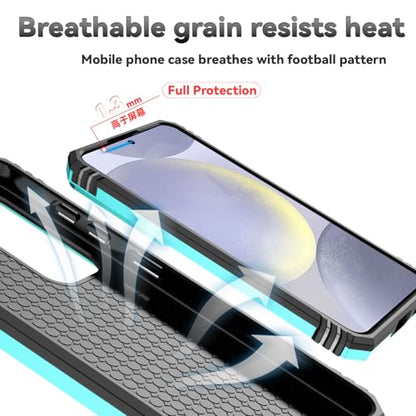 for Samsung Galaxy S24 FE Case with Camera Lens Cover HD Screen Protector, Dual Layer Military-Grade Drop Tested Magnetic Ring Holder Kickstand Protective Phone Case for Galaxy S24 FE (Mint) - color: Mint with camera cover Military-Grade 2nd gen