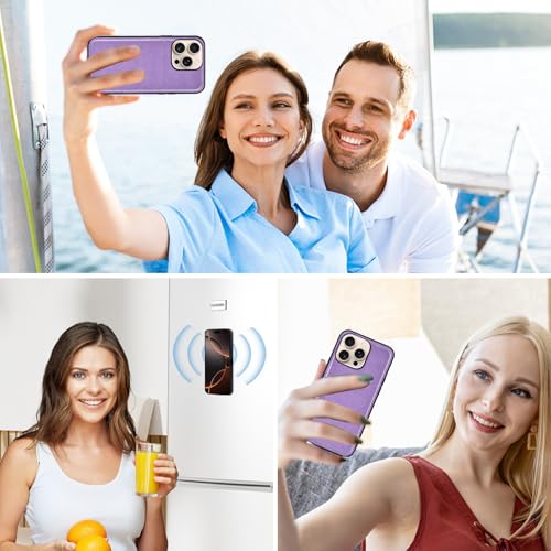 Asuwish Phone Case for iPhone 16 Pro 6.3 inch Zipper Wallet Magnetic Detachable Cell Cover with Tempered Glass Screen Protector Crossbody Strap Flower Card Holder Slot i Phone16 i16 16Pro Women Purple - color: Purple