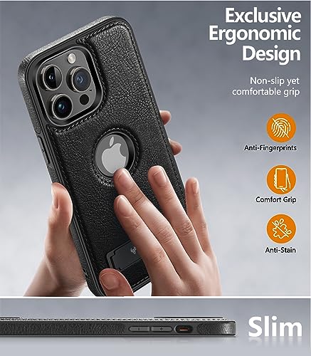 WTCASE Magnetic for iPhone 15 Pro Max Leather Case,Built-in Invisible Stand [Compatible with Magsafe] Protective Slim Kickstand Phone Cover Compatible with iPhone 15 Pro Max (2023) 6.7" (Black) - color: Black, size: iPhone 15 Pro Max-6.7"