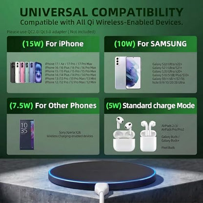 15W Fast Wireless Charger with Anti-Slip
