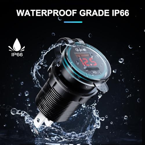 BlueFire USB C Car Charger Socket, 20W PD & QC3.0 with Voltmeter