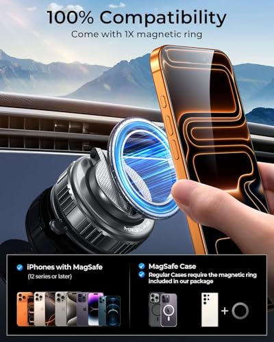 Upgraded 360° Rotation Vacuum Magnetic Phone Holder Stand for iPhone 17 - color: Grey