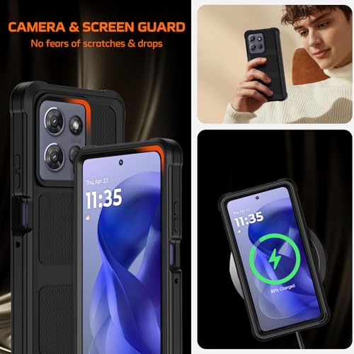 for Moto G Power 5G 2026/2025 Case with Belt Clip Holster,Military Grade Anti-Drop Shockproof Defender Phone Cases 2X Screen Protector,2 Layers Rugged Heavy Duty Protective Bumper Cover (Black) - color: Black