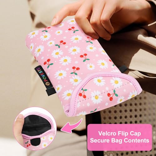 Flap Closure Secure Cell Phone Bag with Card Pocket for iPhone & Samsung - color: Cherry&Daisy