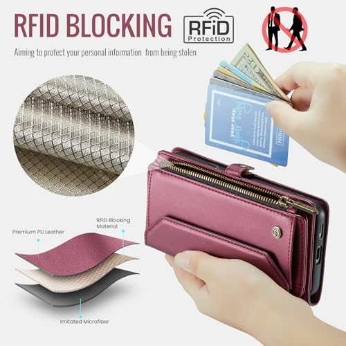 for Google Pixel 10a 6.3" Case, Women Men Multi-Function Wallet Case with Stand RFID Blocking Includes Shoulder Strap Wrist Strap Google Pixel 10a (Red) - color: Red