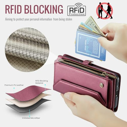 for Google Pixel 10a 6.3" Case, Women Men Multi-Function Wallet Case with Stand RFID Blocking Includes Shoulder Strap Wrist Strap Google Pixel 10a (Red) - color: Red