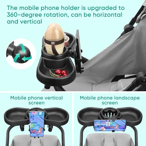Universal Stroller Snack Tray, 4 in 1 Baby Stroller Tray Attachment - color: Black