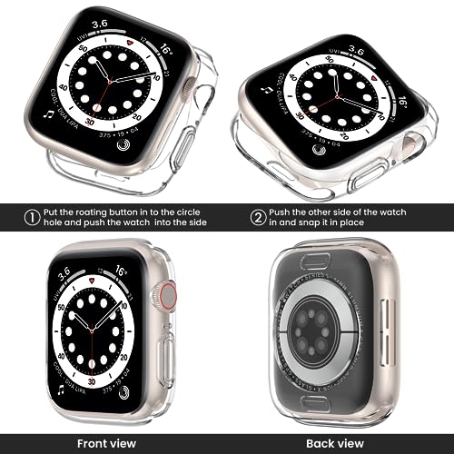 [2 Pack] Bumper Case for Apple Watch SE3/SE2/SE/Series 6/5/4 44mmClearBlack - color: Clear+Black, size: 44 mm SE/Series 6/5/4