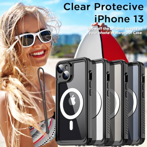 AICase iPhone 13 Case Waterproof with MagSafe Clear Snowproof,Dustproof and Shockproof,IP68 Certified Full Body 360 Protection Fully Sealed Underwater Cover for iPhone 13 6.1" - color: iphone 13 Waterproof Case