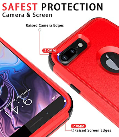 Diverbox for iPhone 8 Plus Case, iPhone 7 Plus Case [Shockproof] [Dropproof] [Dust-Proof],Heavy Duty Protection Phone Case Cover for Apple iPhone 8 Plus & 7 Plus (Red) - color: Red