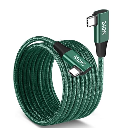 Dual Right 240W USB-C to USB-C Cable 10FT Green, Fast Charging - color: Green, size: 10FT