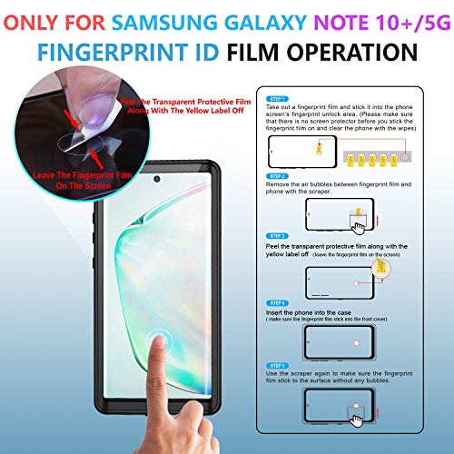 Lanhiem Galaxy Note 10+ Plus Case, Built-in Screen Protector [Compatible with Fingerprint ID], IP68 Waterproof Dustproof Shockproof Full Body Protective Cover for Samsung Galaxy Note 10+ / Note 10+ 5G - size: for Samsung Note 10+ Plus