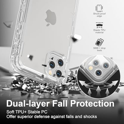 Follaroma for iPhone 11 Pro Max Case, Shockproof, Crystal Clear | Heavy Duty Shockproof Protection Phone Cases, Anti-Drop, Military Grade Dual Layer Transparent Rugged Protective Cover, 6.5" - color: Clear, size: iPhone 11 Pro Max 6.5‘’