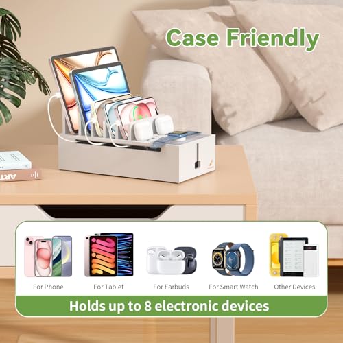 Pezin & Hulin Bamboo Charging Dock Station for Electronic Devices-White - color: White