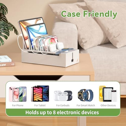 Pezin & Hulin Bamboo Charging Dock Station for Electronic Devices-White - color: White