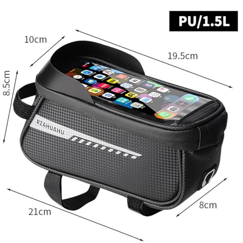 Bike/Bicycle Phone Front Frame Bag, Waterproof Handlebar Bags, Bike Phone Mount Holder, Cycling Pouch with Touchscreen, Bikes Accessories for Men/Women Under 7"