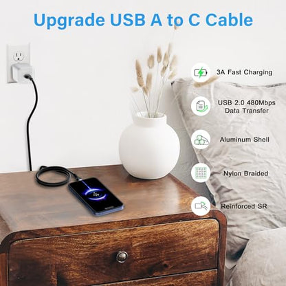 USB C Cable (0.6ft/7.2inch, 20 Pack), USB A to USB Cord, 3A Fast Charging - size: 0.6FT, style: 20-Pack